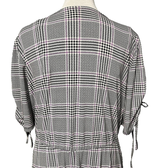 Torrid Black Purple Plaid A-Line Faux Wrap Midi Dress Size 14/16 XL - Picture 8 of 12
